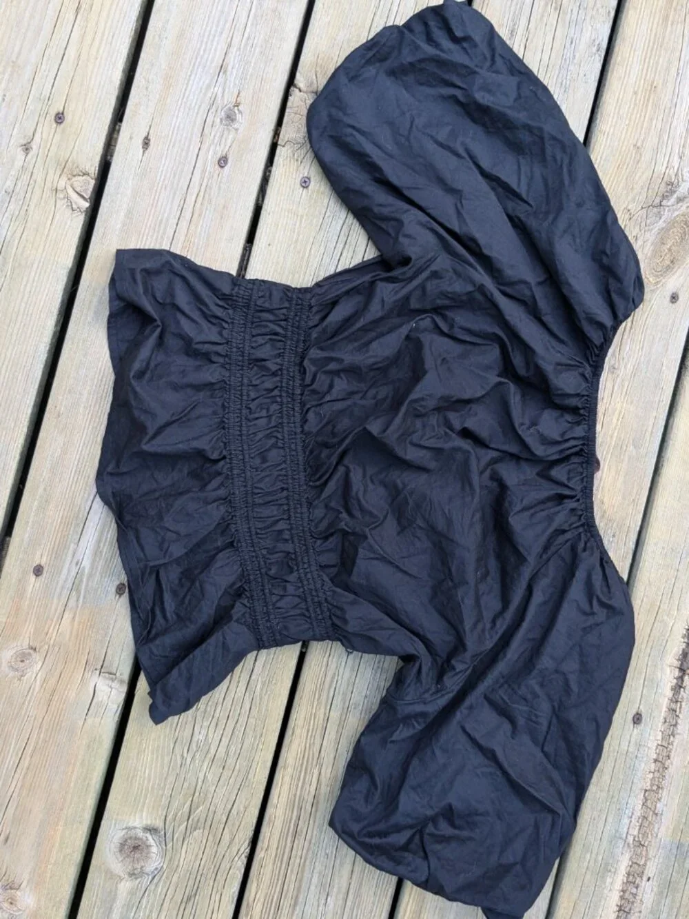 Loft Black Puffed Sleeve Blouse